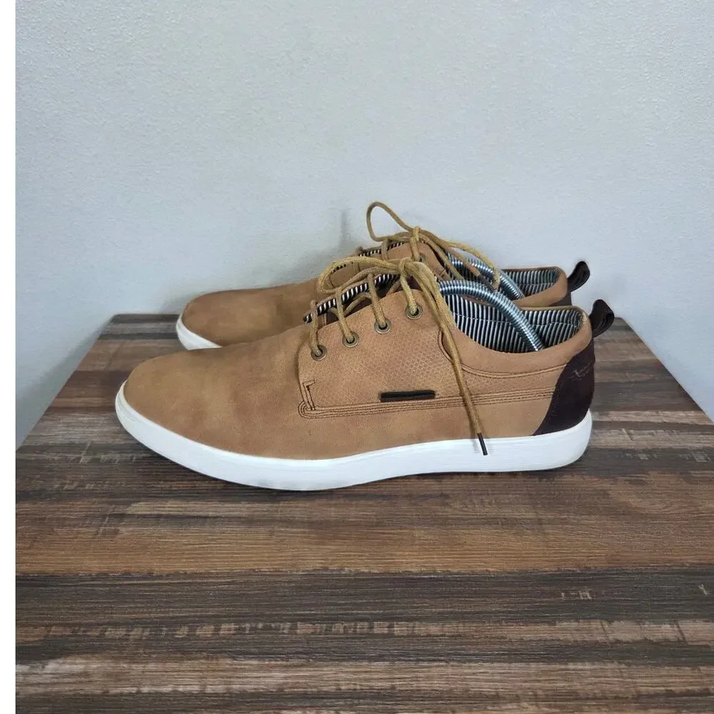 Steve Madden Men's Halliday Cognac Faux Leather Low Top Sneaker Size 9.5